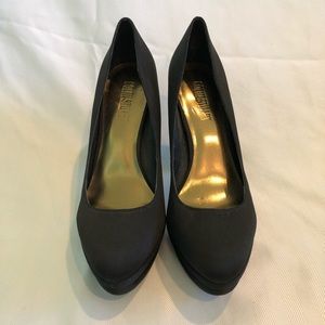 Colin Stuart black satin heels.